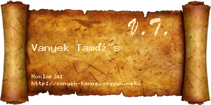Vanyek Tamás névjegykártya